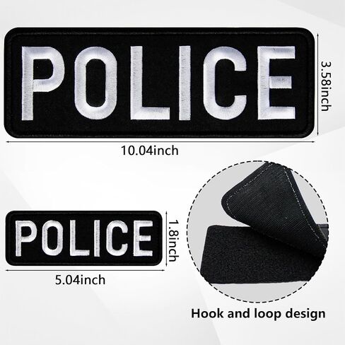 2 Pcs Police Patch Hook and Loop Embroiderd Police Patches for Police Vest Uniforms Jacket, 1pcs Large and 1 Pcs Small（Black） in Saudi Arabia