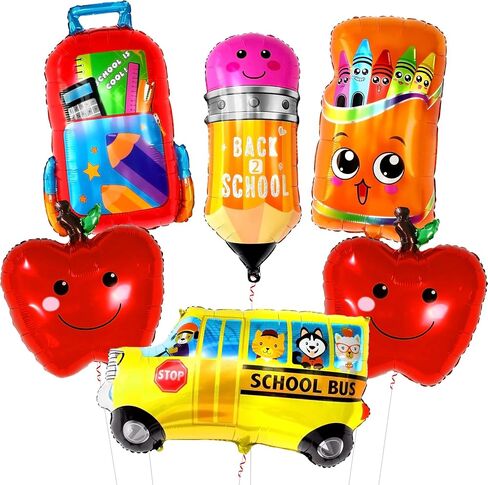 KatchOn, Big Back To School Balloons Set - 30 Inch, Pack of 6 | School Bus Balloon, Apple Balloons, First Day of School Decorations | Kindergarten Balloons | Welcome Back To School Party Decorations in Saudi Arabia
