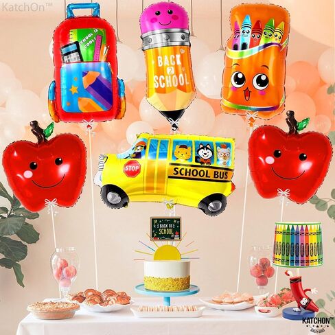 KatchOn, Big Back To School Balloons Set - 30 Inch, Pack of 6 | School Bus Balloon, Apple Balloons, First Day of School Decorations | Kindergarten Balloons | Welcome Back To School Party Decorations in Saudi Arabia