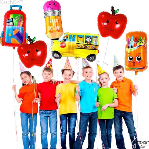 KatchOn, Big Back To School Balloons Set - 30 Inch, Pack of 6 | School Bus Balloon, Apple Balloons, First Day of School Decorations | Kindergarten Balloons | Welcome Back To School Party Decorations in Saudi Arabia