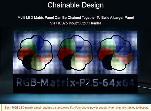 لوحة مصفوفة LED ملونة كاملة 64 × 32 2048 RGB مقاس 2.5 مم P2.5، عرض النص/الصورة الملونة/الرسوم المتحركة، سطوع قابل للتعديل، تصميم قابل للتسلسل، متوافق مع Raspberry Pi / Raspberry Pi Pico / ESP32 in Saudi Arabia