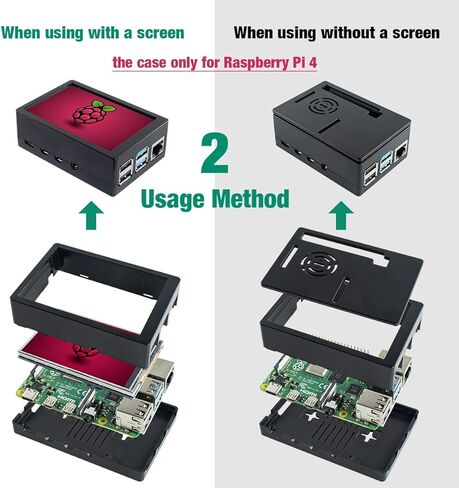 حافظة حماية Hosyond ABS لجهاز Raspberry Pi 4B مع شاشة LCD تعمل باللمس مقاس 3.5 بوصة وشاشة 480x320 SPI TFT in Kuwait