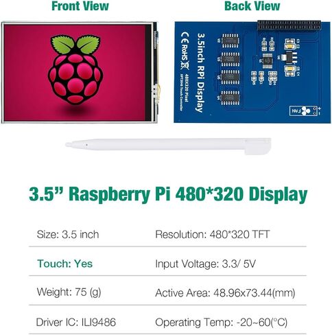 حافظة حماية Hosyond ABS لجهاز Raspberry Pi 4B مع شاشة LCD تعمل باللمس مقاس 3.5 بوصة وشاشة 480x320 SPI TFT in Kuwait
