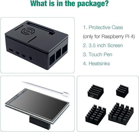 حافظة حماية Hosyond ABS لجهاز Raspberry Pi 4B مع شاشة LCD تعمل باللمس مقاس 3.5 بوصة وشاشة 480x320 SPI TFT in Kuwait