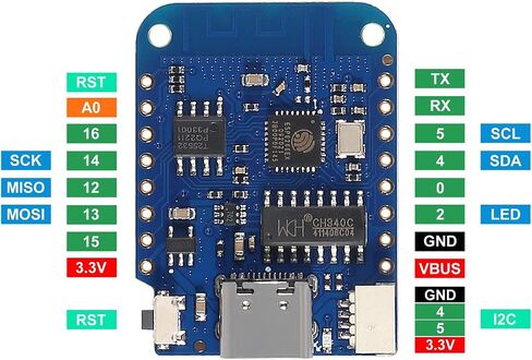 AITRIP 10 قطع WeMos D1 Mini V4.0.0 Type-C USB WiFi إنترنت الأشياء على أساس ESP8266 4 ميجابايت متوافق مع Arduino MicroPython Nodemcu in Saudi Arabia