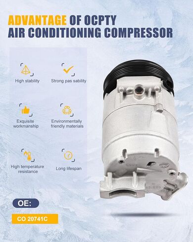 OCPTY Air Conditioning Compressor CO 20741C for Chevy Cavalier Cobalt HHR Malibu for Pontiac G5 G6 for Pursuit for Sunfire for Saturn Aura Ion 2.0L 2.2L 2.4L 2002-2013 in Saudi Arabia