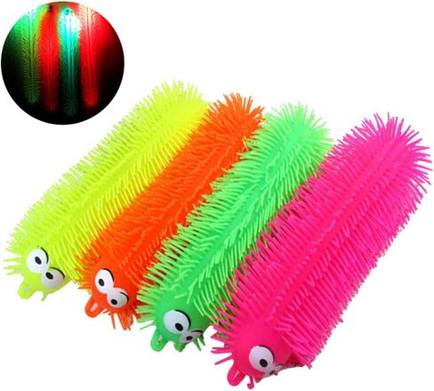 1pcs Flashing Light Up Stretchy Caterpillars, Stress Balls Toy, Anxiety and Stress Relief Toys for Adults Teen Kids(Random Color) in Saudi Arabia