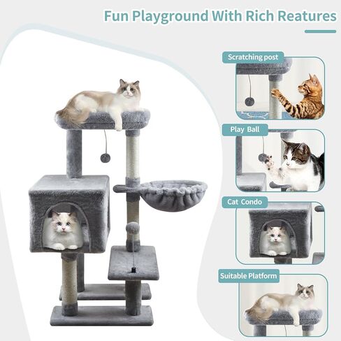 MIAO PAW Cute Cat Tree Cat Tower for Indoor Condo with Sisal Scratching Posts Jump Platform Furniture Activity Center Play House Bed Fashion Design Houses Pink in Saudi Arabia