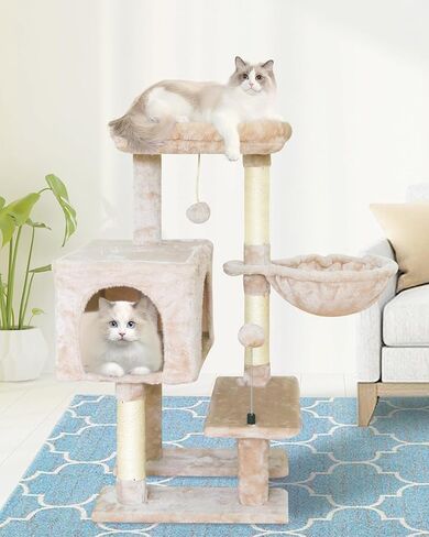MIAO PAW Cute Cat Tree Cat Tower for Indoor Condo with Sisal Scratching Posts Jump Platform Furniture Activity Center Play House Bed Fashion Design Houses Pink in Saudi Arabia