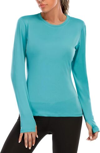 (الحجم: S) تي شيرت نسائي للجري بأكمام طويلة بعامل حماية من الأشعة فوق البنفسجية 50+، سريع الجفاف للحماية من أشعة الشمس فوق البنفسجية في الهواء الطلق in Kuwait