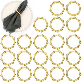 20 PCS Napkin Rings, Gold Bamboo Style Napkin Holder for Table Decoration, Wedding, Party, Christmas, Thanksgiving, Birthday Dinner in Saudi Arabia