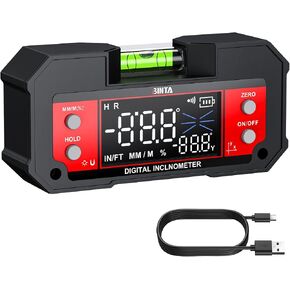 BINTA Digital Angle Finder Dual Axis Level Box 4×90° X-axis ±60° Y-axis قاعدة مغناطيسية قوية شاشة LED نوع C مقياس ميل قابل لإعادة الشحن مع عقد بيانات لبناء الأعمال الخشبية منشار طاولة DIY in Kuwait