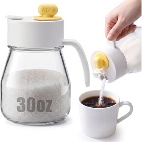 LemonRoad 30 oz Large Glass Sugar Dispenser with Pour Spout for Sugar, Coffee, Top Filling Port Design for Easy Refill, Large Capacity Sugars Container Glass Jars for Salt Kitchen Baking in Saudi Arabia