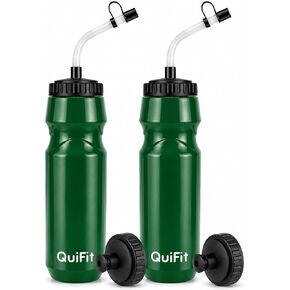 Lacrosse Water Bottle with Long Straw -32oz Hockey Water Bottle 2 Pack with 2 Lids Each- BPA Free Squeeze Sports Water Bottles, Leakproof Dishwasher Safe- for Helmet,Lacrosse (Black Blue+Black White) in Saudi Arabia