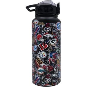 NFL ProPress Blackout All Over Team Logo Mashup 32oz Stainless Steel Water Bottle, Press Top Lid in Saudi Arabia