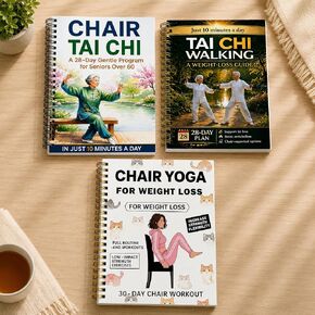 Senior Chair Tai Chi & Walking Fitness Planner – 3-in-1 Exercise Log with 28-Day & 30-Day Programs, 10-Minute Daily Routine Tracker for Beginners Over 60 (3 Books) in Kuwait