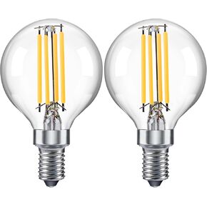 عكس الضوء غلوب G16.5 E12 LED لمبة 40W (4W)، نوع G لمبة، مصابيح الشمعدانات المستديرة لمروحة السقف، مصباح، الثريا، الشمعدان، قلادة، أبيض دافئ 2700K 400LM، حزمة من 2 in Kuwait