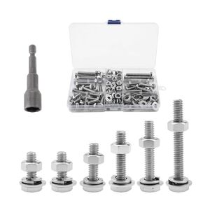 200Pcs 1/4-20 Stainless Steel Bolts and Nuts Kit, Includes 6 Sizes of 1/4-20 Hex Head Bolts, Flat Washers, Lock Washers, 304 Stainless Steel, with Socket Nut Wrench in Saudi Arabia