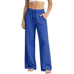 Nantdog المرأة واسعة الساق Sweatpants عالية الخصر الرباط فضفاض السراويل العرق مع جيوب مرنة لينة عارضة المسار السراويل in Kuwait