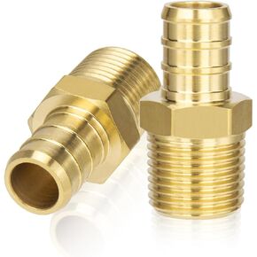 2-Pack Brass 1/2" PEX to 3/8" NPT Male Connector Fitting, Lead-Free Heavy-Duty in Saudi Arabia