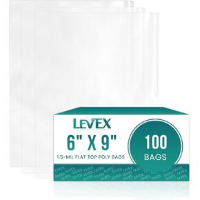 Levex - 6" x 9" (100 Count) Open End Flat Top - 1.5-Mil Clear Poly Bags for Packaging, Shipping, Storage & Food (Bags Do Not Have a Seal or Prints) in Saudi Arabia