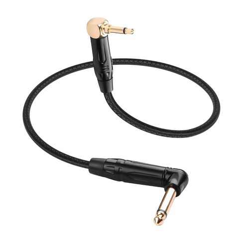 CERRXIAN 3.5mm TS Mono Right Angle Male to 6.35mm TS Mono Right Angle Male Audio Cable,0.3M/1FT Leather Textured Cord, Short TS Mono Patch Cable for Electric Guitar, Mixer, Amplifier, Speaker in Kuwait