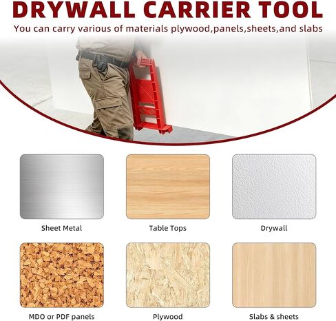 2 Pack Drywall Carrier, 176Lbs Load Bearing Plastic Panel Carrier Tool | Anti-pinch, ABS Plastic, Lightweight, Ergonomic Handling, For Drywall Plywood Glass Board Plasterboard MDF in Kuwait