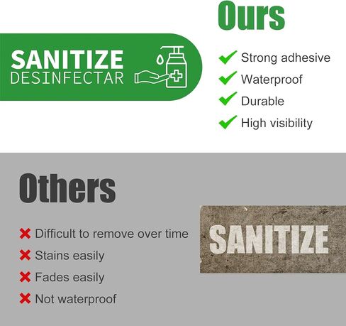 5pcs Wash Rinse Sanitize Sink Labels, 9x3in Waterproof Hand Washing Stickers for 3 Compartment Sinks for Commercial Kitchens Restaurants Food Trucks & Dishwashing Stations in Kuwait