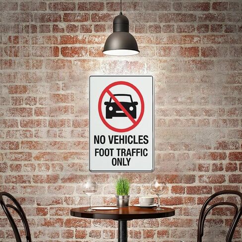 No Vehicles Foot Traffic Only Sign 12 X 8 Inches Reflective Aluminum Metal Warning Signage With Symbol For Indoor Outdoor Use in Kuwait