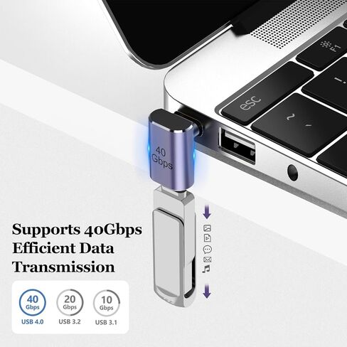 Vanjua 4 Pack 90 Degree USB-C Male to Female Adapter, Right Angle 100W Type-C Adapter Extender for Steam Deck, ROG Ally, Switch 2, Notebook Computers, Thunderbolt 4, Tablet and Mobile Phones in Kuwait