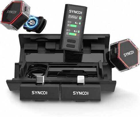 ميكروفون SYNCO اللاسلكي مع حقيبة شحن، ميكروفون G4 صغير لهاتف iPhone/الكاميرا/Android، صوت على مستوى البث 48 كيلو هرتز/24 بت، حماية مسار النسخ الاحتياطي 6 ديسيبل، نطاق 984 قدمًا، مقابلة بث مباشر لمدونة الفيديو in Kuwait