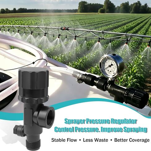 23120-3/4-PP صمام تخفيف الضغط، منظم ضغط البخاخ 3/4 بوصة NPT لـ FIMCO، AG SPRAY، معظم أنظمة الرش والري الزراعية، مع صامولة قفل ومنفذ قياس FPT 1/4 بوصة in Kuwait