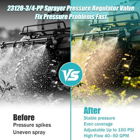 23120-3/4-PP صمام تخفيف الضغط، منظم ضغط البخاخ 3/4 بوصة NPT لـ FIMCO، AG SPRAY، معظم أنظمة الرش والري الزراعية، مع صامولة قفل ومنفذ قياس FPT 1/4 بوصة in Kuwait