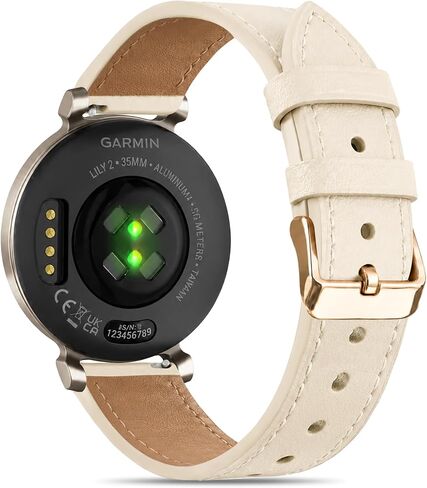 سوار جلدي 14 ملم متوافق مع Garmin Lily 2/Lily 2 Classic/Active، حزام جلد طبيعي ناعم وحزام معصم رياضي بديل لـ Garmin Lily 2 Active Women Men in Kuwait