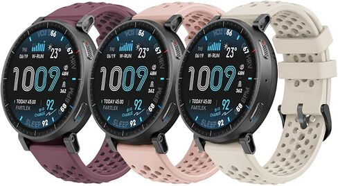 حزام رياضي HSWAI مقاس 22 مم متوافق مع Amazfit Active Max Band/Bip 6/Bip 5/Balance 2/Balance/GTR 4/3 Pro/3/2/GTR 47 مم/Cheetah، 3 عبوات من سوار معصم سيليكون مسامي للرجال والنساء in Kuwait