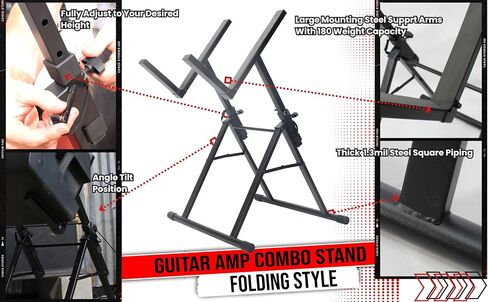 GRIFFIN Guitar Amplifier Stand (Stage-FramePRO Series) – Low Profile Audio Amp Tilt Back Adjustment – Combo PA Speaker Karaoke Monitor Holder – Speaker Cabinet Studio Equipment Platform Riser in Kuwait