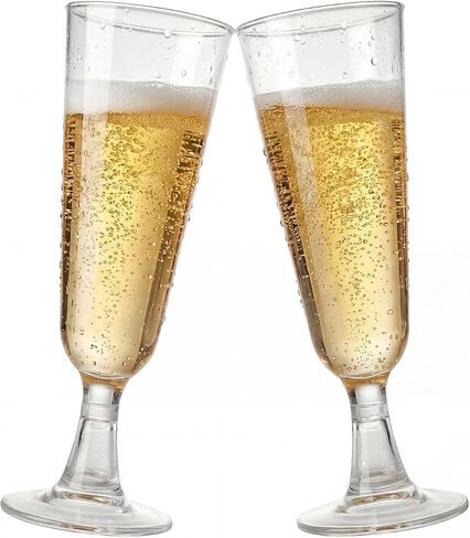 Clear Plastic Champagne Flutes, 60 Pack Disposable Wine Glasses 5 oz | Disposable Champagne Flutes for Weddings, Parties, New Year’s Eve, Mimosas, Prosecco and Cocktails in Kuwait