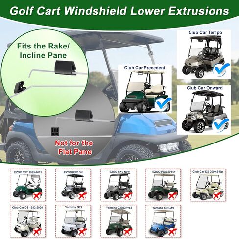 Golf Cart Foldable Windshield Bottom Retaining Clips Set 2 PCS for Club Car Precedent/Tempo/Onward, Folding Windscreen Bumper Extrusion for Rake/Incline Pane Installation - Triangular Shape in Saudi Arabia