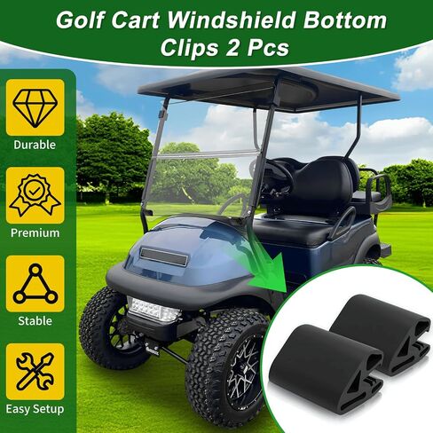 Golf Cart Foldable Windshield Bottom Retaining Clips Set 2 PCS for Club Car Precedent/Tempo/Onward, Folding Windscreen Bumper Extrusion for Rake/Incline Pane Installation - Triangular Shape in Saudi Arabia