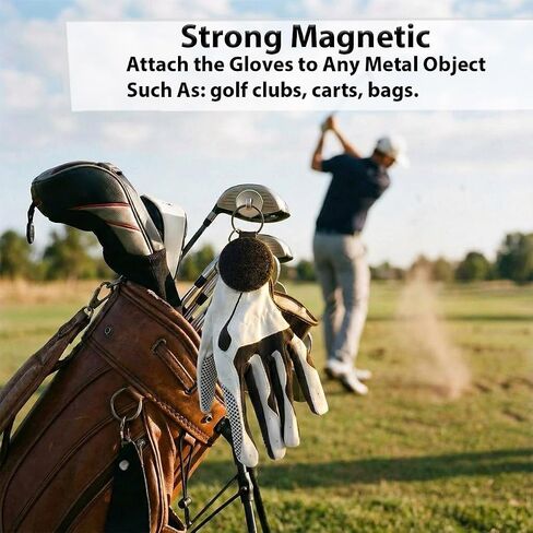 Golf Glove Holder, Magnetic Golf Glove Grabber Gloves Belt Keeper Strap Both Sides Loop 360°Rotatable for Easy & Convenient Use Magnetic Accessories to Golf Cart, Bag Or Hub in Kuwait