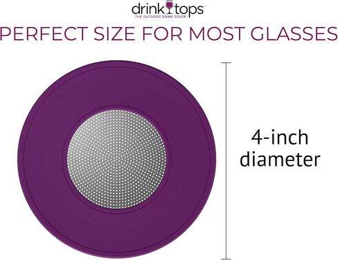 Drink Tops Ventilated Silicone Wine Glass Covers - Weighted Cover Allows air to circulate - Outdoor Glass Protectors prevent particles - BPA Free - 4 Pack in Kuwait