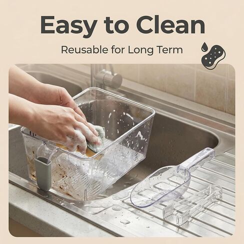 2 Pack Ice Storage Bin for Freezer, Clear Plastic with Scoop and Tongs | Clear plastic ice bin set has 2 bins with handles, 2 scoops, and 2 ice tongs. Great for freezer and fridge storage. in Kuwait