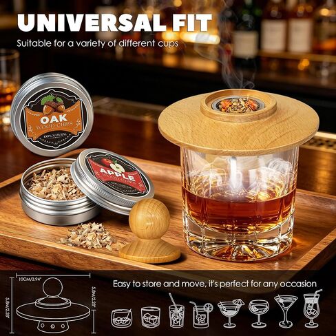 Whiskey Smoker Kit with Torch Lighter, 4 Flavor Wood Chips + 2pcs Mesh Filter Bowls, Cocktails Smoker Infuser Kit, Old Fashioned Bourbon Drink Smoker Set, Gift for Dad Men Cocktail Lovers (No Gas) in Kuwait