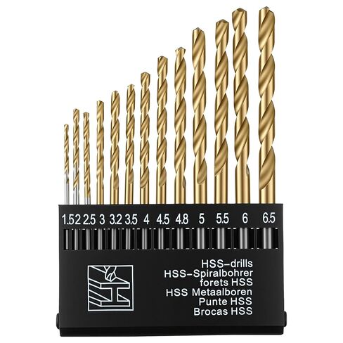 13Pcs Metal Drill Bit Set1.5-6.5mm Small Drill Bits High-Speed Steel 4mm Drills Bit for Stainless Steel Hard Metal Iron Copper Aluminum Plastic with Plastic Index Storage Box in Kuwait