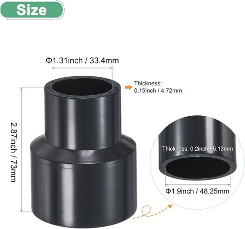 M METERXITY 1-Pack UPVC Reducer Pipe Fitting, 1-1/2"x1" Reducing Coupling Connector Schedule 80 PVC Straight Pipe Coupling Connector for Water Line [Grey] in Kuwait