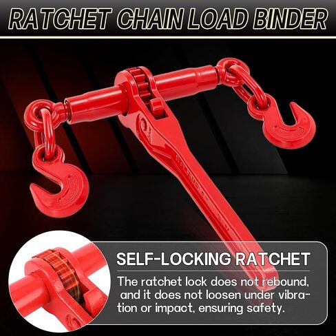 Chain Binder, 3/8"–1/2" Ratchet Load Binders 9215 LBS Secure Working Load, G70 Grab Hooks and Adjustable Length, for Transport Chains, Tie-Down, Hauling, Tie Down, Towing, 2-Pack (3/8" - 1/2"(2 pack)) in Kuwait