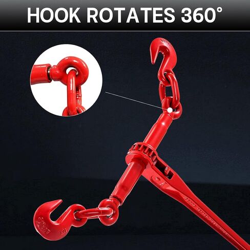 Chain Binder, 3/8"–1/2" Ratchet Load Binders 9215 LBS Secure Working Load, G70 Grab Hooks and Adjustable Length, for Transport Chains, Tie-Down, Hauling, Tie Down, Towing, 2-Pack (3/8" - 1/2"(2 pack)) in Kuwait