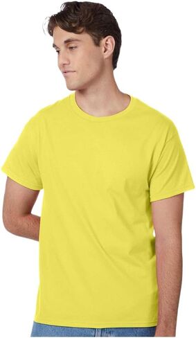 Hanes Authentic Short Sleeve T-Shirt, 100% Pre-Shrunk Cotton, Classic Fit, Tear Away Label, Yellow, 4XL in Kuwait