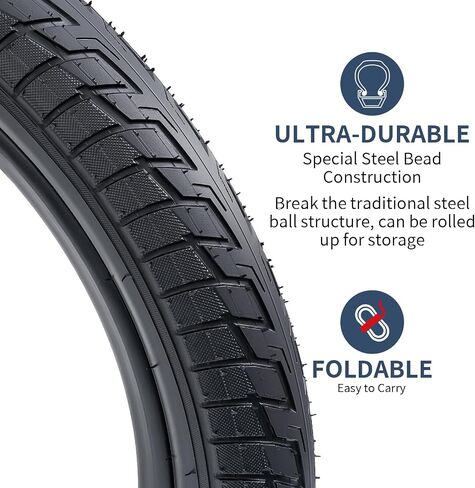 YUNSCM 2-PCS 20" Folding Replacement Bike Tires 20x2.35/60-406 City, Road Bicycle Tires (Y-1589) in Kuwait