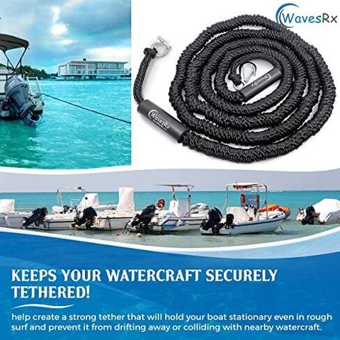 WAVESRX 12lb TriAnchor - مرساة قابلة للطي من الفولاذ المقاوم للصدأ مع خط بنجي مرساة بطول 14 قدم (14'-50') | رسو بدون جهد للزلاجات النفاثة والقوارب والقوارب الصغيرة in Kuwait